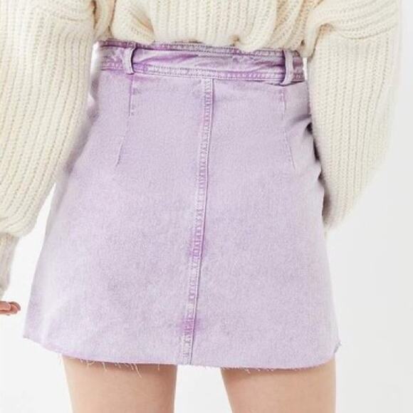 Urban Outfitters BDG Sonny Acid Wash Denim Mini Skirt Purple Medium - Picture 6 of 7